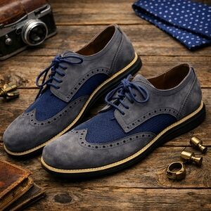 Cole Haan Grand Blue Suede Wingtip Oxford/shoes. Suede Upper. Nubuck Leather10.5